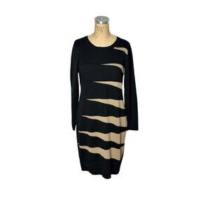 Y2K sweater dress with geo pattern by Nina Leonard Size L